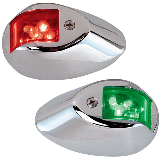 Perko LED Sidelights - Red/Green - 12V - Chrome Plated Housing [0602DP1CHR]